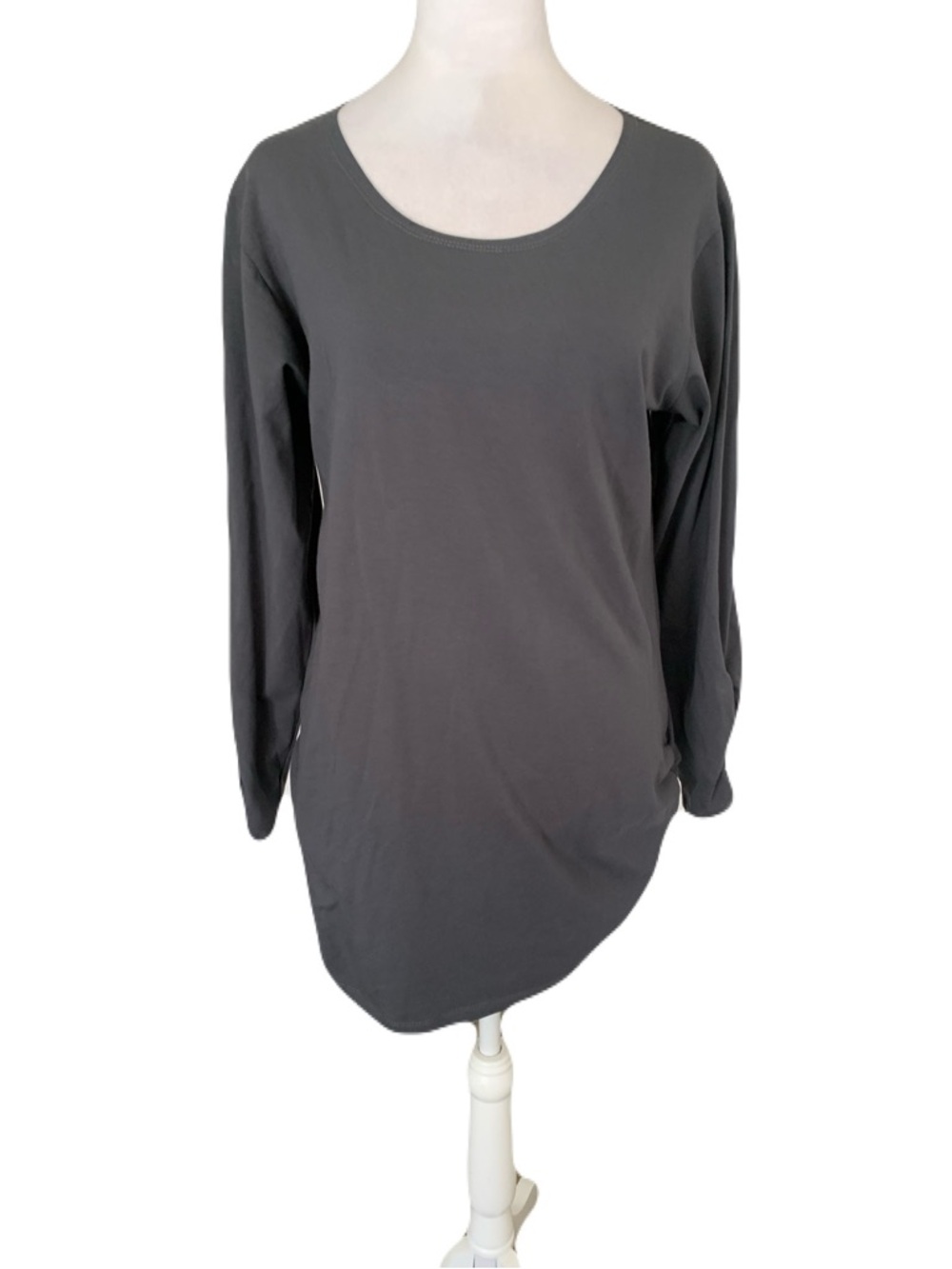 Planet by Lauren G Womens Size 3/14-16 Gray Ruched Long Sleeve Casual Tunic Top